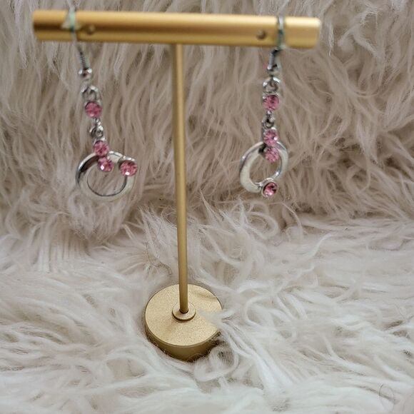 October birthstone flower design silver drop earrings  NWOT - Picture 1 of 2